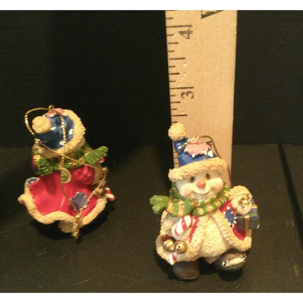 Snowman‎ Winter Christmas Tree Holiday Ornaments Set Of 2 Resin